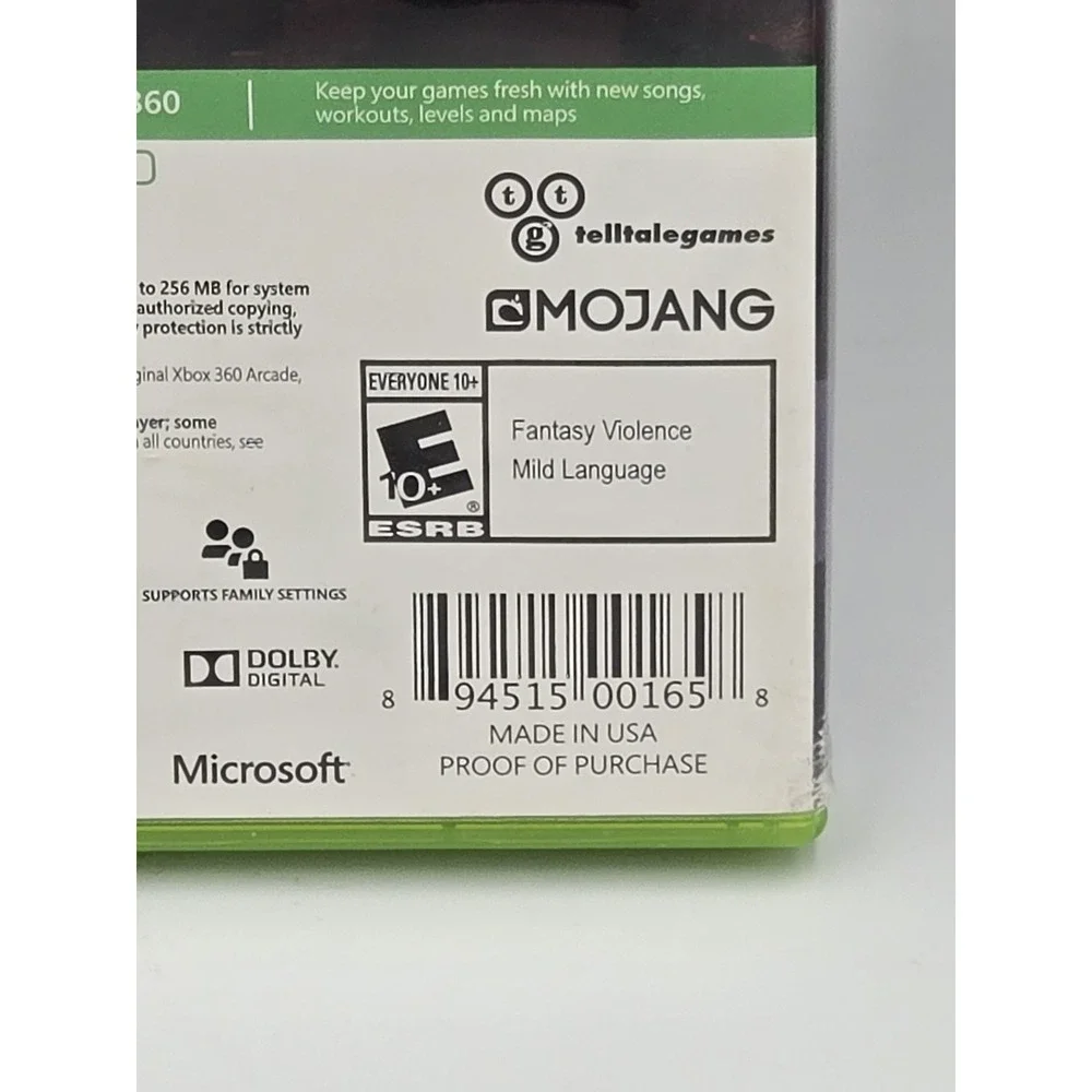 Minecraft: Story Mode Season Two 2 Microsoft Xbox 360 Disc‎ & Case